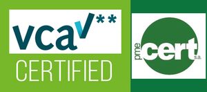 Logos VCA certifié deux étoiles (certification sécurité) et PME CERT s.a.